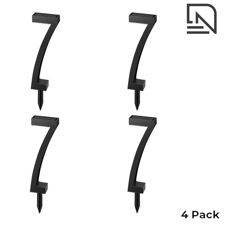 Modern solar garden light, 4 pack, waterproof LED outdoor pathway light, black, easy-to-install garden stakes included