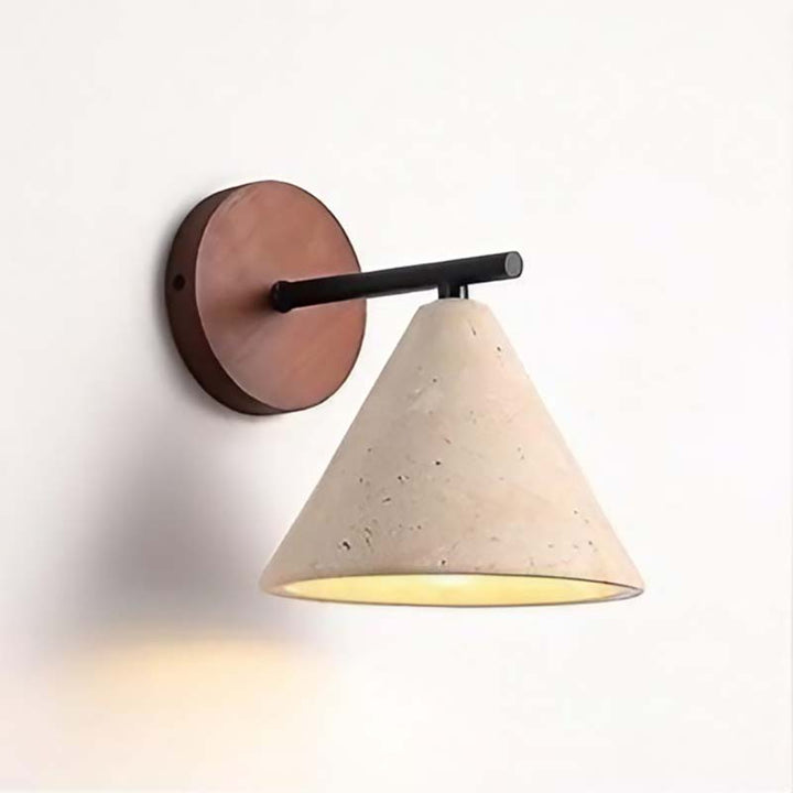 Wall Sconce lamp with a cone-shaped concrete shade on a white background