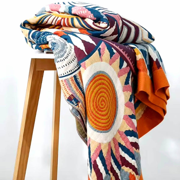 Nordic cotton throw blanket with a soft, breathable texture, perfect for cozy living room or bedroom decor.