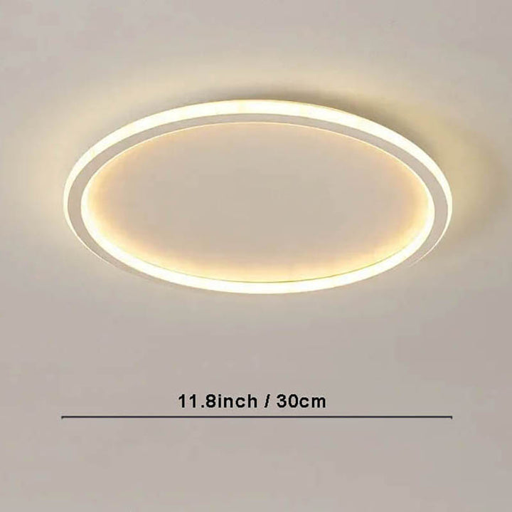 Sleek white 30cm Nordic LED ceiling light with remote, stylish round ceiling fixture for living room or bedroom lighting