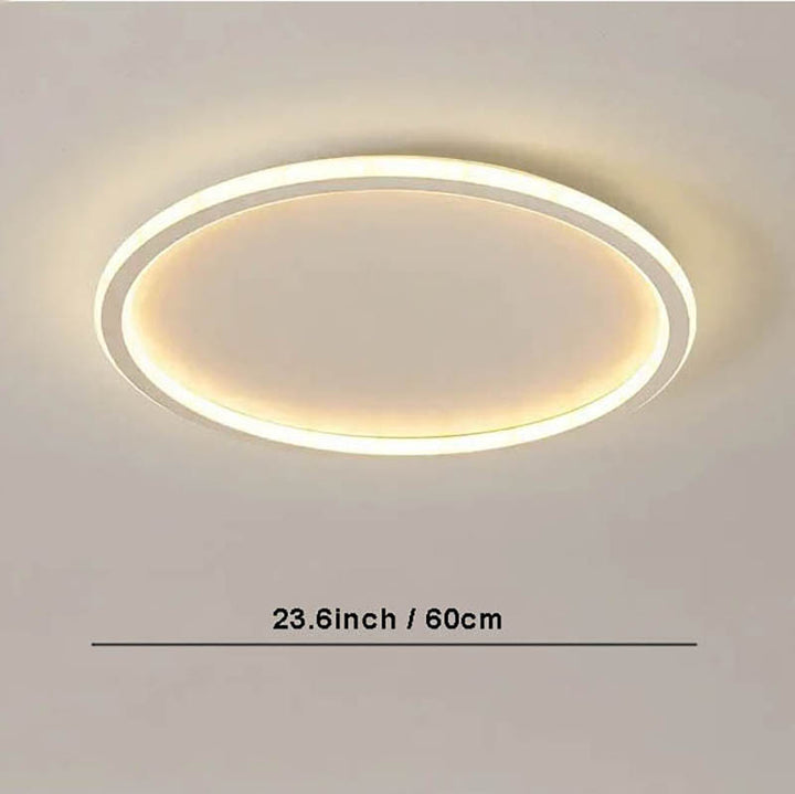 Sleek white 60cm Nordic LED ceiling light with remote, stylish round ceiling fixture for living room or bedroom lighting