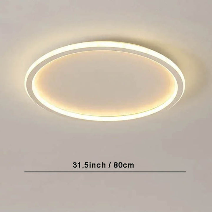 Sleek white 80cm Nordic LED ceiling light with remote, stylish round ceiling fixture for living room or bedroom lighting