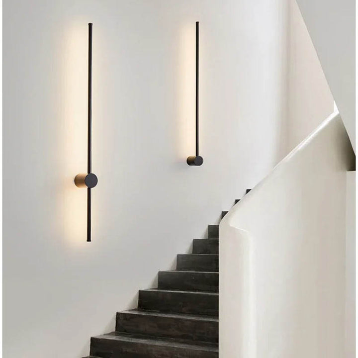 Black LINJE Nordic LED Wall Light with adjustable rotating design, crafted from premium aluminium, providing sleek, modern accent lighting for bedrooms, hallways, and living spaces.
