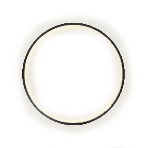 Minimalist black-ring LED wall lamp with soft white glow, 50cm size, ideal for modern UK  interiors