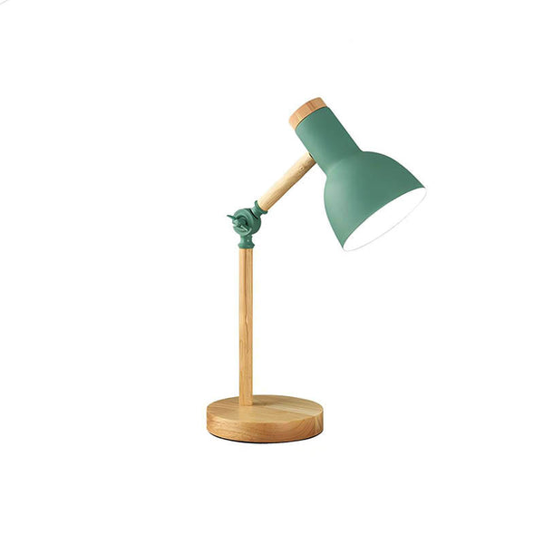 TREVERK Nordic wooden desk lamp with adjustable arm, minimalist design, and warm LED lighting, perfect for bedroom, office, or reading nook.