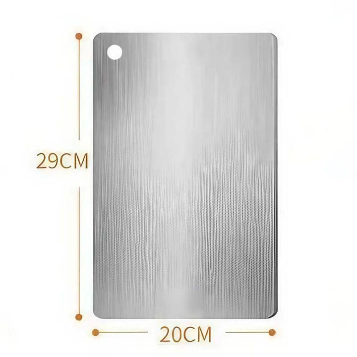 Premium stainless steel cutting board 29 × 20 cm – hygienic, double-sided, modern kitchen essential