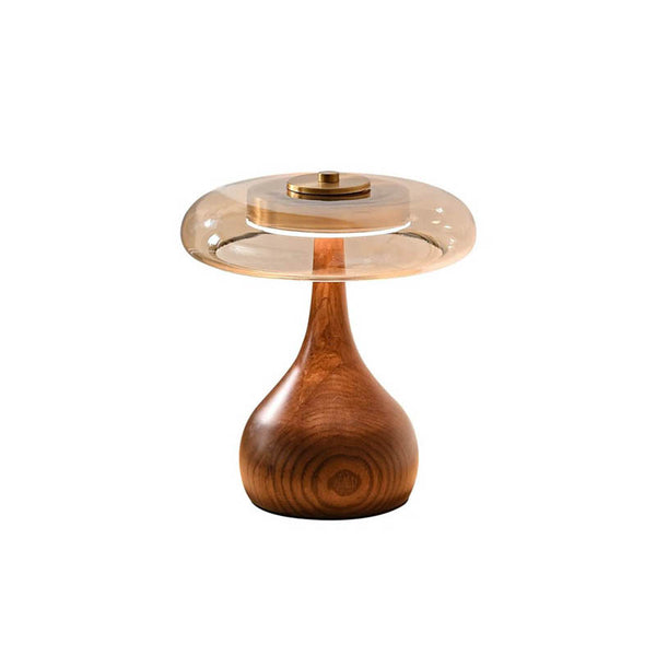 Fransk Retro wooden table lamp with vintage LED lighting, featuring a warm-toned wood base and classic design, ideal for bedroom or living room decor.