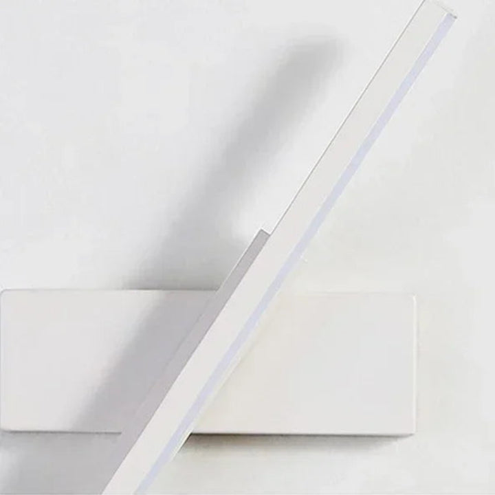 Close-up of a white rotatable led wall light on gray background