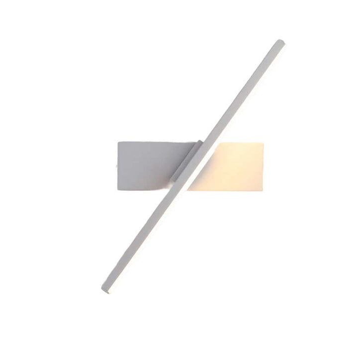 Modern rotatable wall lamp with a rectangular shade and cylindrical fixture on a white background