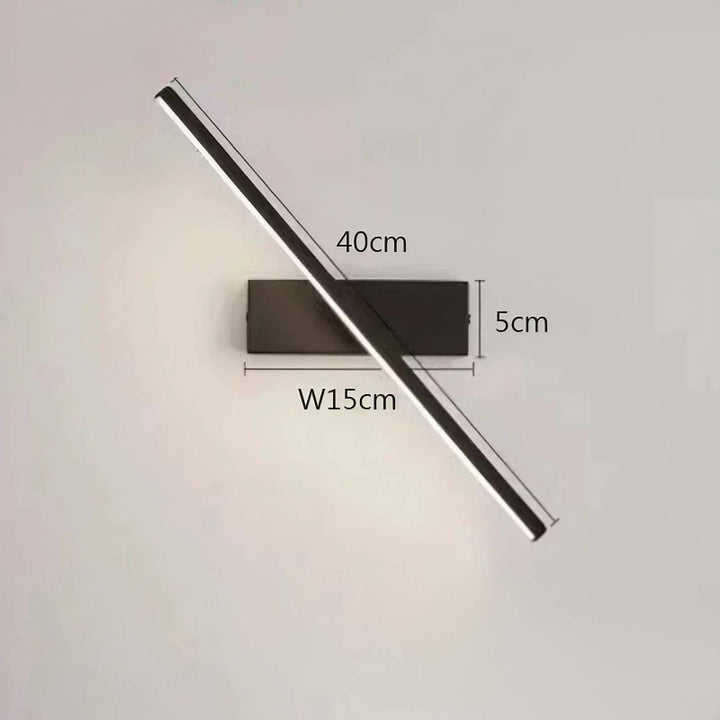 Rotatable LED Wall-mounted light fixture with dimensions labeled on a plain background