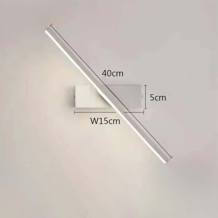 Rotatable LED Wall-mounted light fixture with dimensions labeled on a plain background
