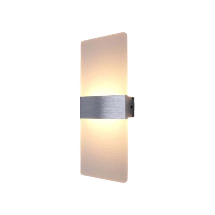Modern wall-mounted light fixture with a rectangular design on a white background