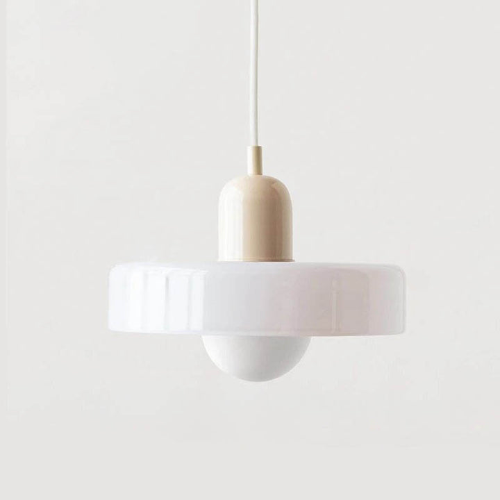 SLIK modern Nordic pendant light, cream and white LED glass shade design