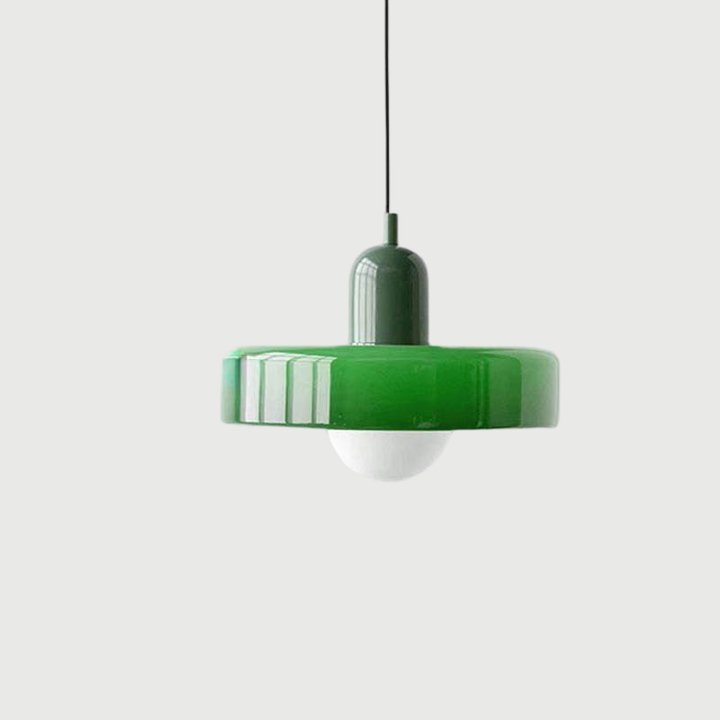 SLIK modern Nordic pendant light, dark green LED glass shade design with white bulb