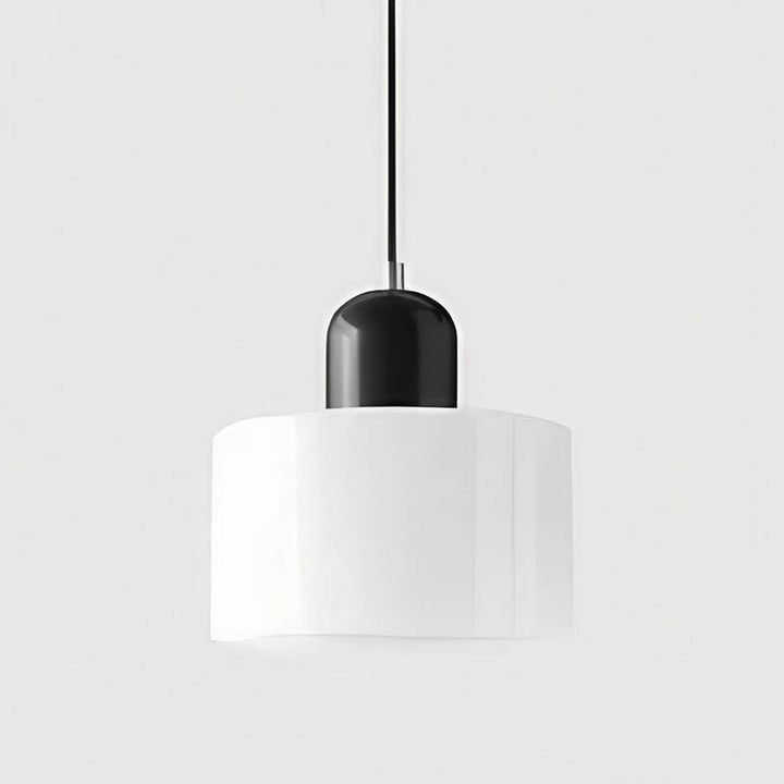 Minimalist Nordic glass pendant lamp with black top and white shade for living room or modern office lighting