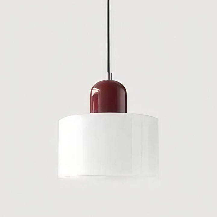 SOLRIG Nordic glass pendant light with white shade and burgundy top, contemporary modern chandelier for living room or bedroom