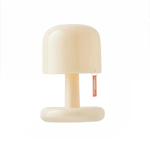 Rechargeable mushroom lamp with smooth finish and minimalist design, ideal for UK bedside or ambient lighting.