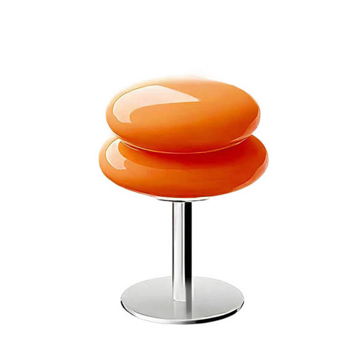 Glossy orange Murano-style glass lamp with chrome base, compact USB table light for UK bedroom or office use.