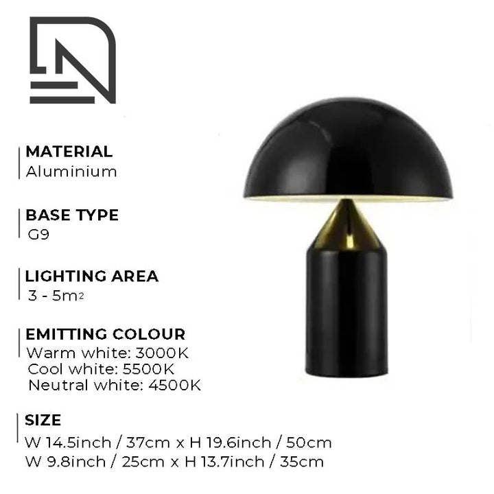 SVAMPS modern Nordic mushroom table lamp with a sleek minimalist design, perfect for bedside, living room, or ambient lighting.