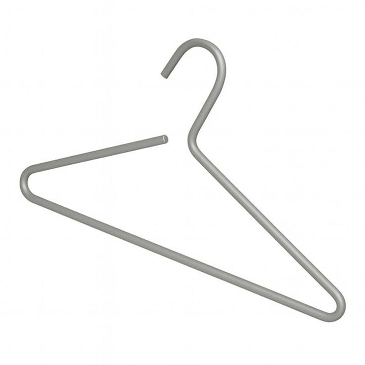 Silver metal hanger on a white background