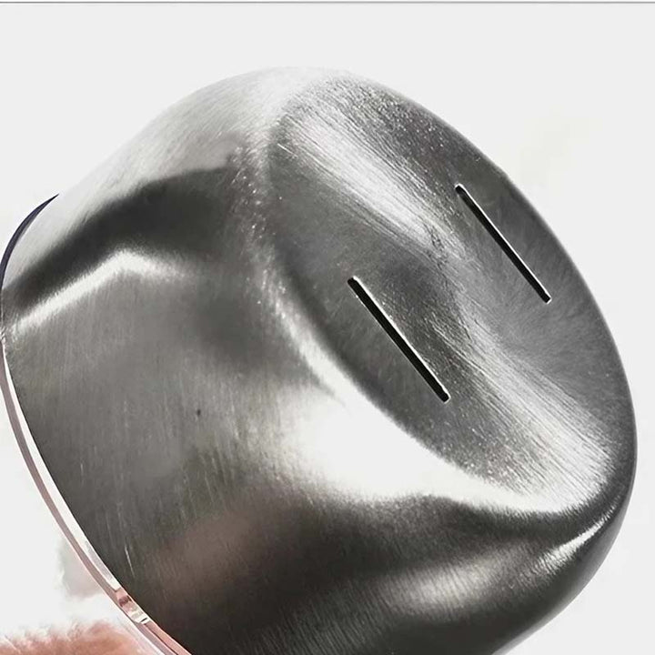 Bottom view of solar candle light with brushed stainless steel base, showing durable and waterproof build.