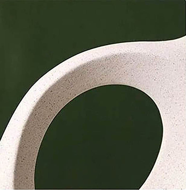 Detailed shot of sculptural ceramic vase curve, showing natural beige speckled surface and artisanal finish.
