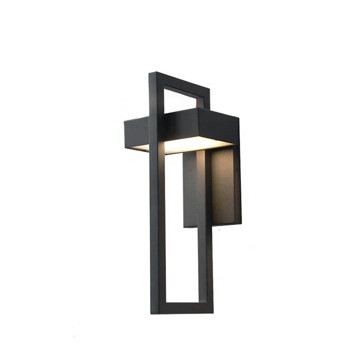 Contemporary outdoor LED wall light in matt black, IP65 aluminium body, perfect for UK front door or patio entrance