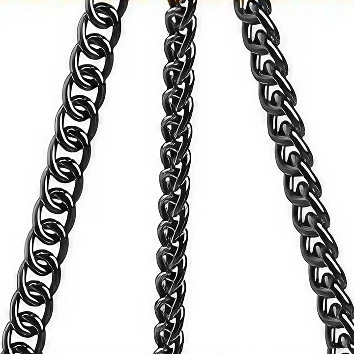 Durable black hanging chains for outdoor solar lantern with weather-resistant finish.