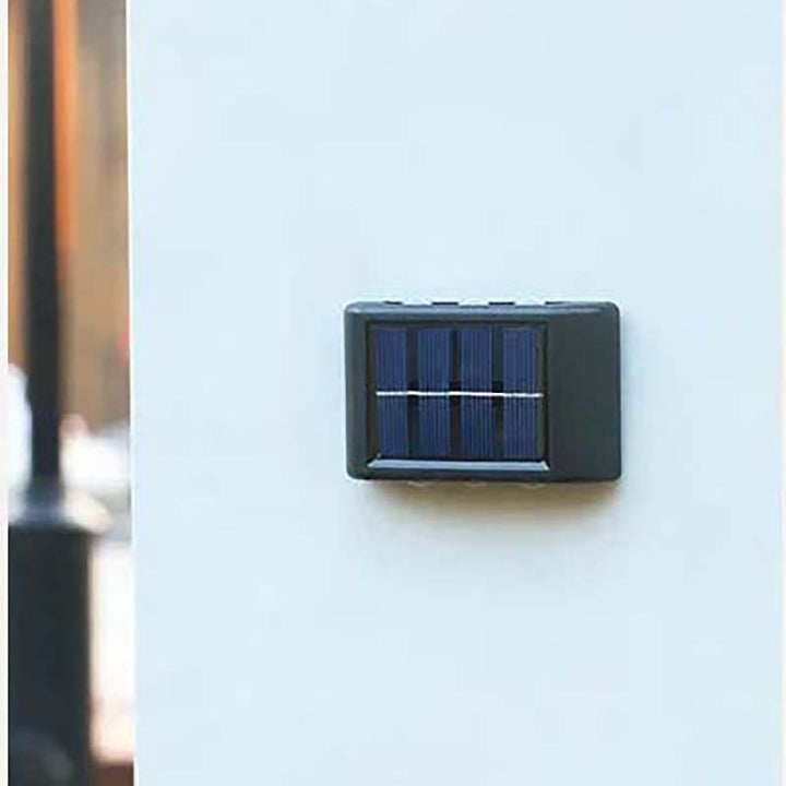 Compact solar-powered wall white light with 3 LED bulbs in a black ABS shell—suitable for waterproof garden lighting.