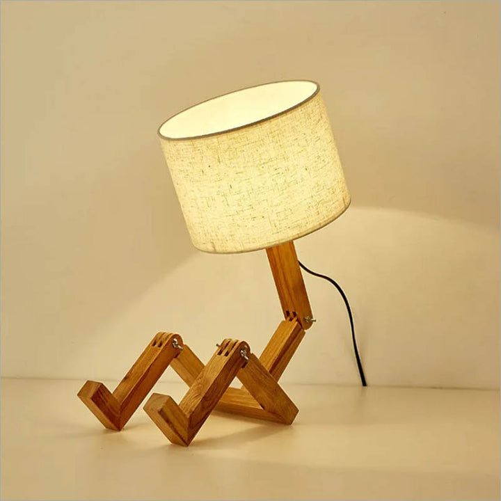 TRAEMAN wooden creative table lamp with natural linen shade, modern home decor