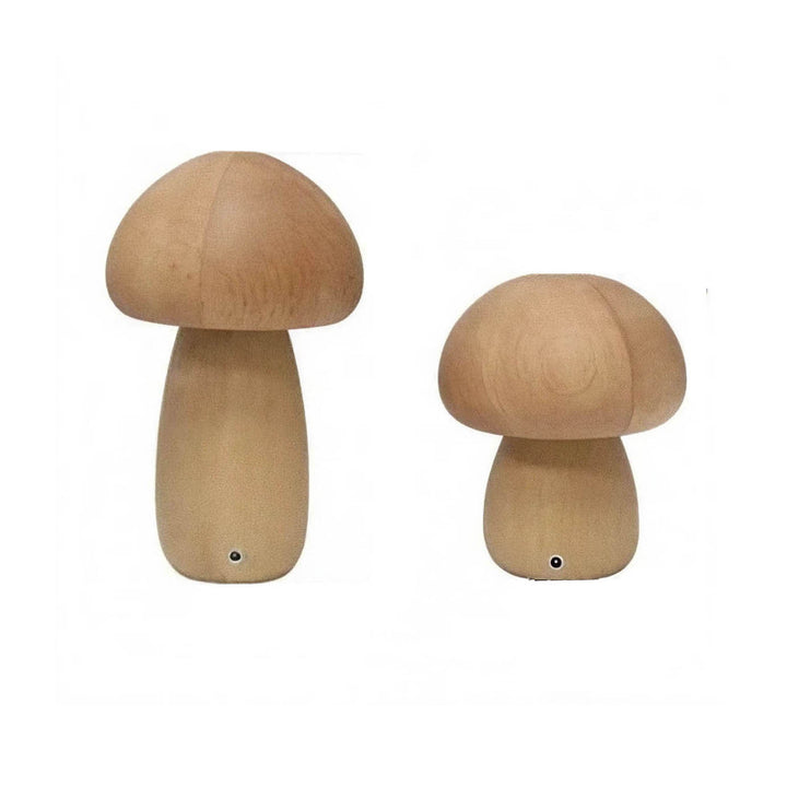 Two Wooden mushroom night light with touch switch, warm LED glow, and minimalist Nordic design—perfect for bedrooms, nurseries, and cozy spaces.