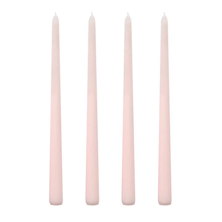 Blush pink wax taper candles set of 4, dripless smokeless, for dining table or wedding décor