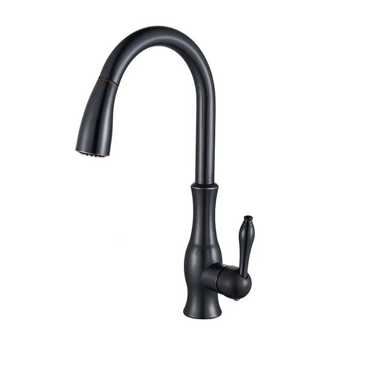 Black kitchen tap on a white background